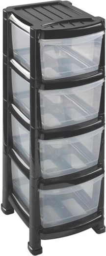 Étagère en plastique avec quatre tiroirs 29 × 38 × 78 cm
