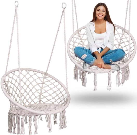 Fauteuil suspendu boho beige