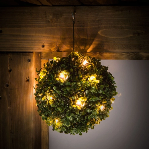 Buis solaire suspendu avec 20 LED blanc chaud, 25 cm