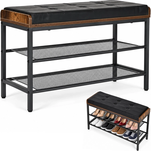Banc à chaussures avec assise rembourrée au style loft ModernHome