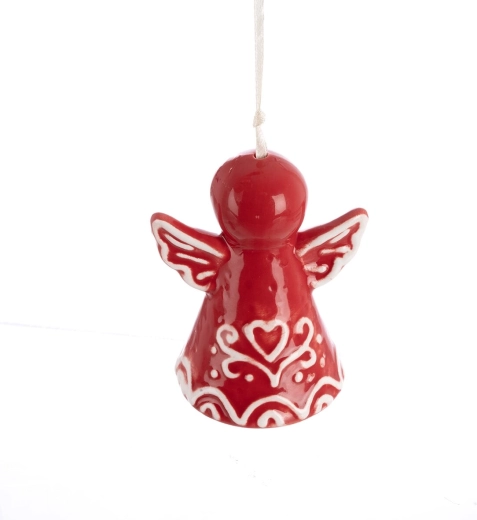 Cloche de Noël en céramique – ange rouge