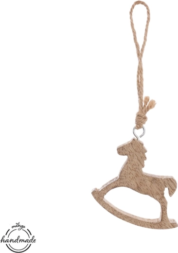 Décoration suspendue en bois Cheval en bois de manguier - 1 pièce