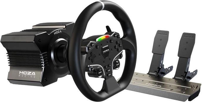 Ensemble de jeu MOZA R5 avec volant ES, pédales SR-P Lite et support de bureau pour PC