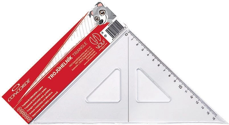 équerre avec repère centrale transparente 16 cm 45°