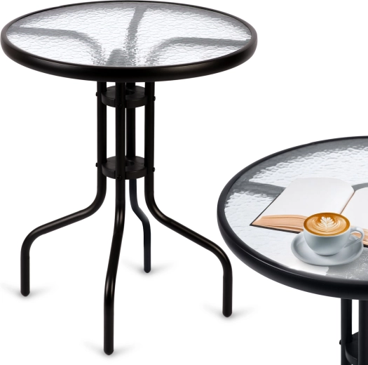 Table de jardin ronde avec plateau en verre 60 × 71 cm SOFOTEL