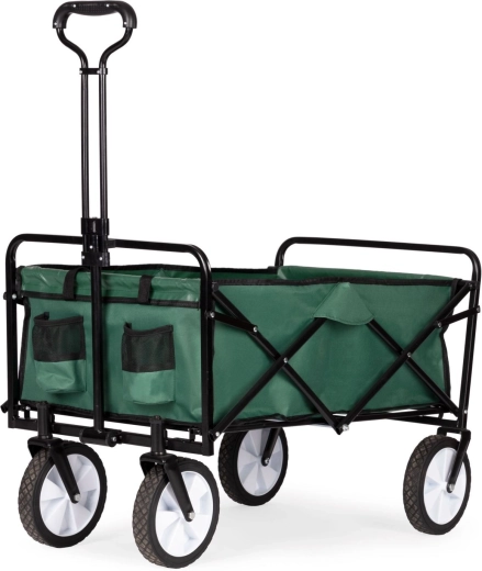 Chariot de transport pliable grand format pour jardin et plage, vert - 1 pièce