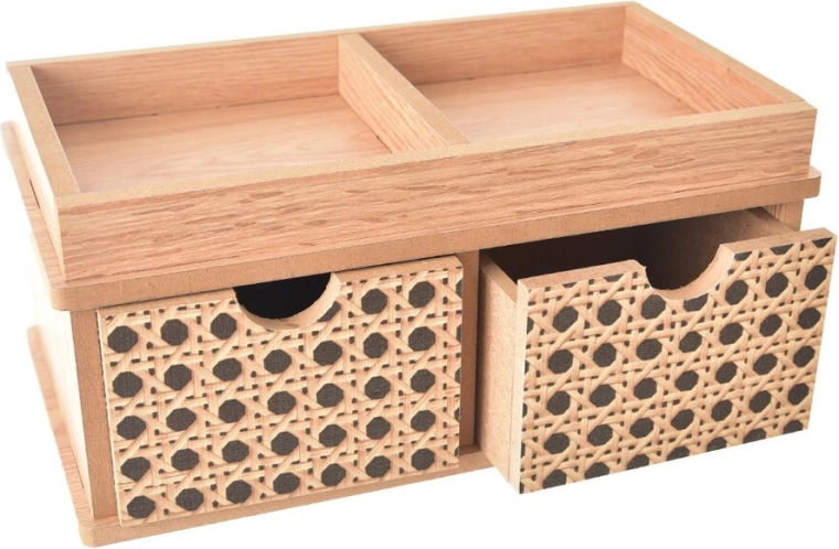 Boîte à bijoux BOHO en bois avec deux tiroirs
