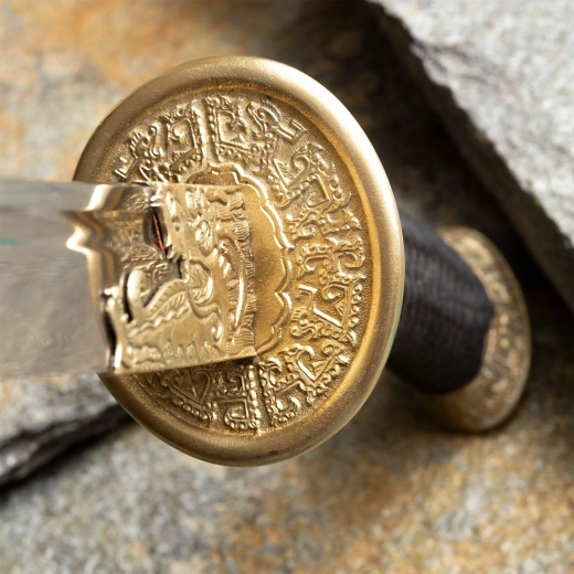 Garde en laiton et tressage en soie