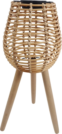 lampion en rotin solaire sur pieds en bois 52 cm LED