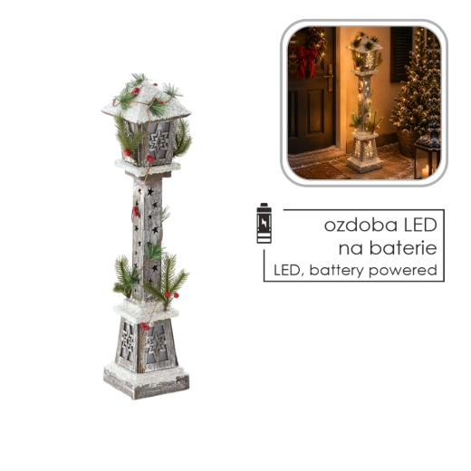 Lanterne LED en bois de Noël avec étoiles 13 × 13 × 60 cm