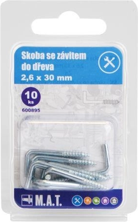 Piton à vis pour bois 30 × 2,6 mm, zingué, 10 pcs
