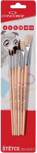 Set de pinceaux naturels CONCORDE, ronds et plats, 6 pcs