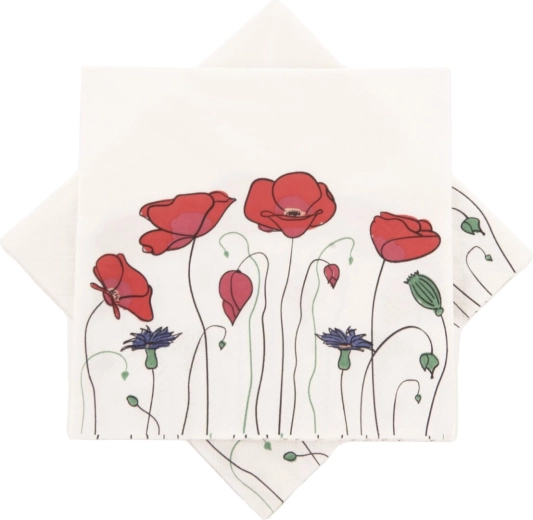 Serviettes en papier Coquelicot 33 × 33 cm, 20 pcs