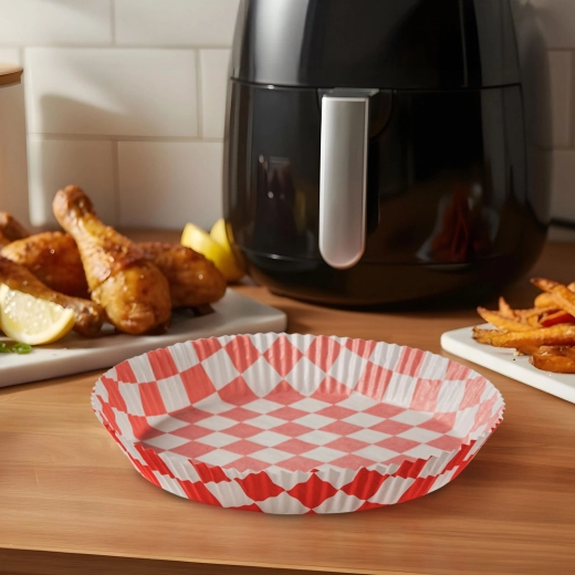 Papier de cuisson pour friteuse à air chaud, à carreaux, rond, 20 cm, 50 pièces