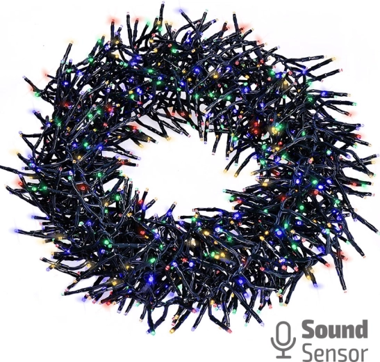 Solight guirlande de Noël LED d’extérieur cluster avec télécommande et capteur sonore, 576 LED, multicolore