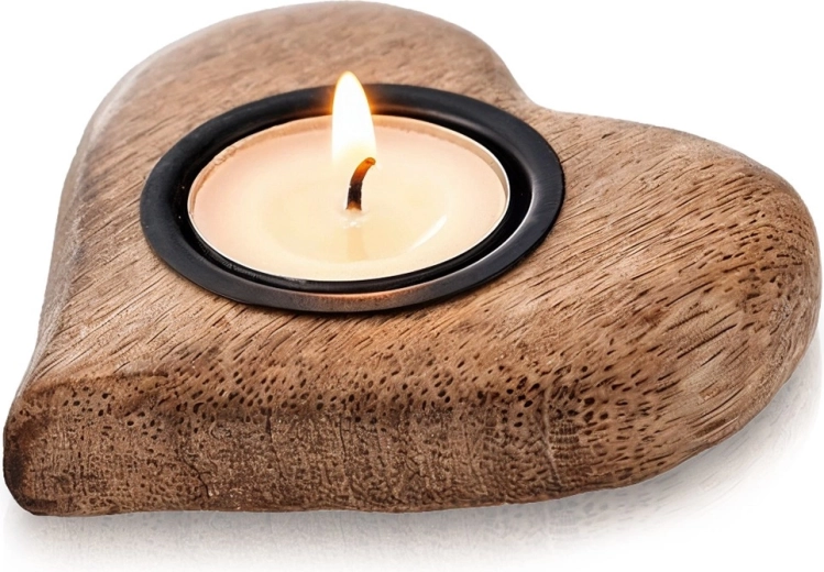 Bougeoir en bois pour bougie chauffe-plat mangue 10 × 10 cm