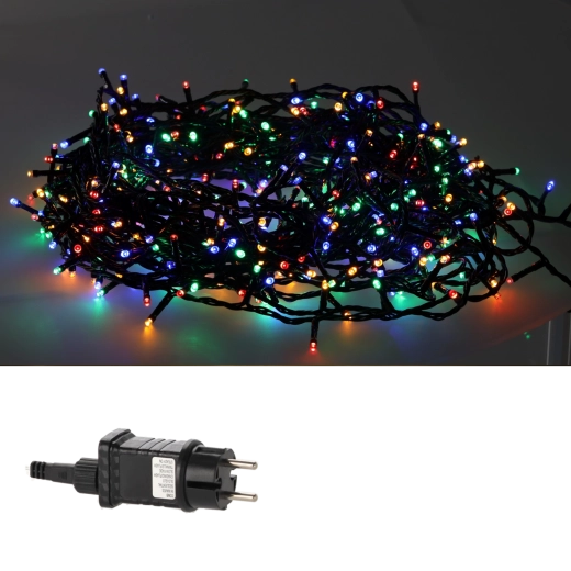 Guirlande lumineuse LED de Noël 500 LED multicolores avec clignotement froid, 25 m