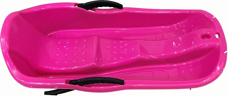Luge en plastique pour enfants avec freins et corde de traction, rose