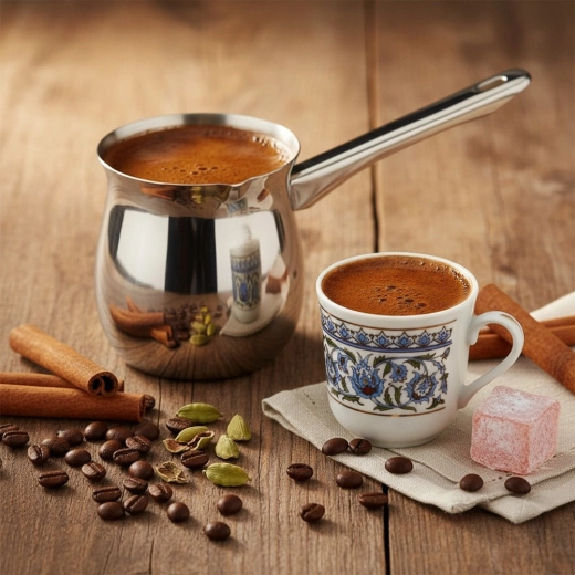 Préparation traditionnelle du café turc à la maison