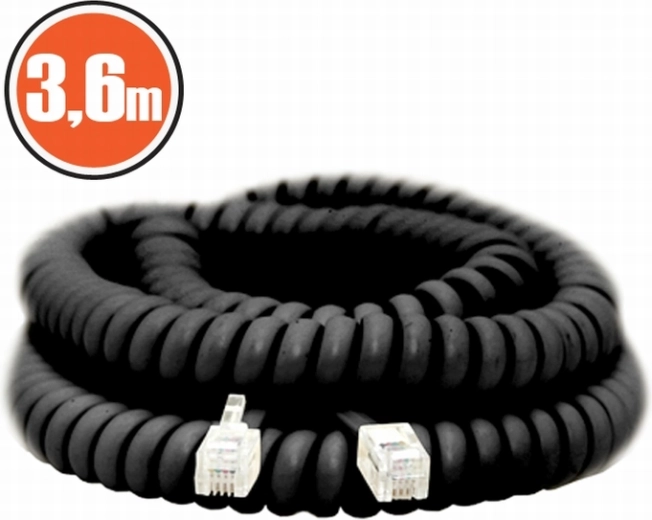 Câble téléphonique spiralé blanc de 3,6 m