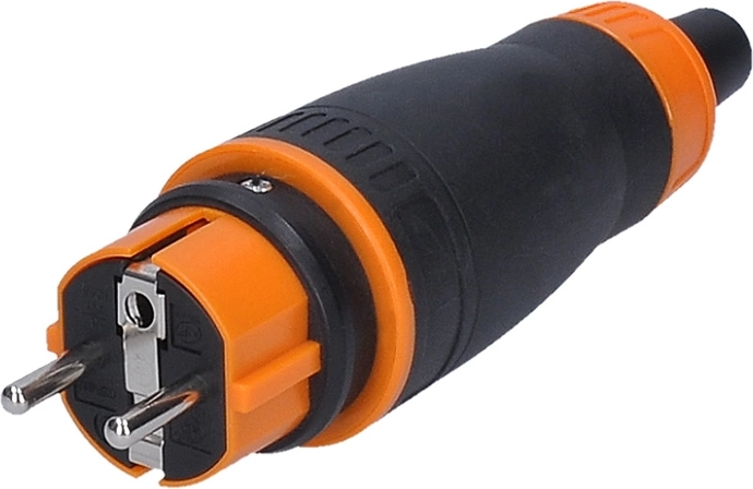 Fiche droite Solight pour environnement humide IP44 noir-orange - 1 pièce