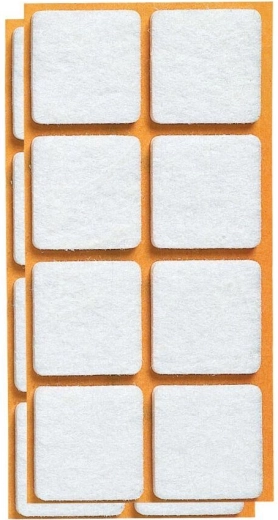 Patins en feutre autocollants pour meubles 25 × 25 mm, blanc (16 pcs)