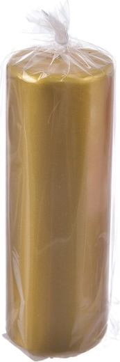 Bougie décorative cylindrique dorée brillante 7 × 20 cm