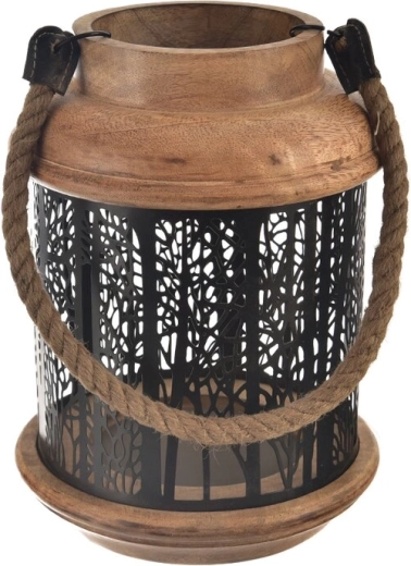 Bougeoir en bois de manguier et métal Black 18 × 18 × 25 cm