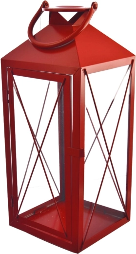Grande lanterne en métal rouge 47 cm