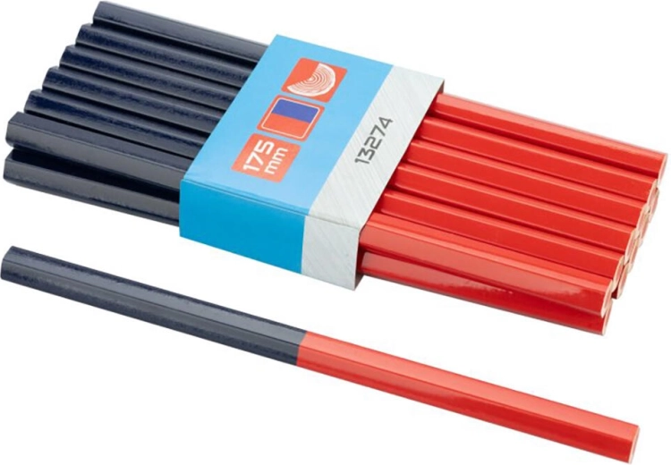 Crayon de charpentier HB rouge-bleu - 1 pièce