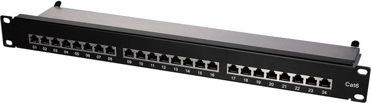 Panneau de brassage LOGILINK CAT6 19" 24 ports, blindé, noir