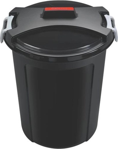 Poubelle en plastique HEIDRUN 46 l avec couvercle et clips latéraux