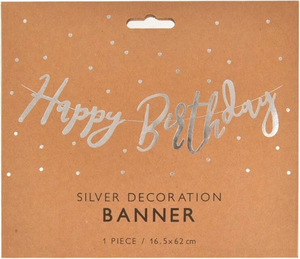Guirlande en papier Happy Birthday – Argentée