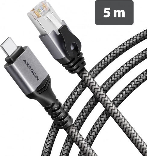 Adaptateur Ethernet gigabit USB-C Axagon avec câble CAT6 RJ-45 intégré de 5 m