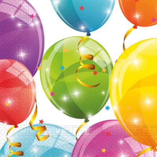 Serviettes en papier avec ballons 33 × 33 cm, 20 pcs