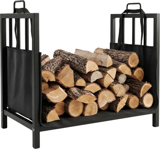Support en métal pour bois de cheminée avec sac de transport