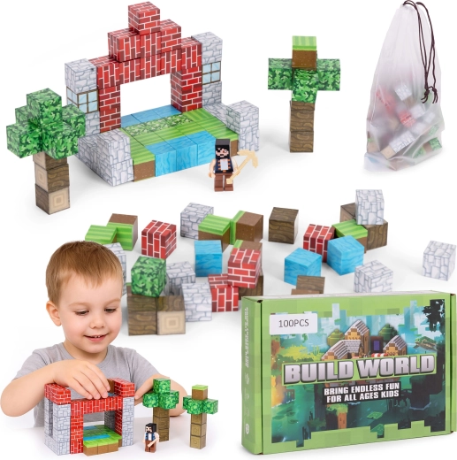 Blocs de construction magnétiques pour enfants, 100 pièces