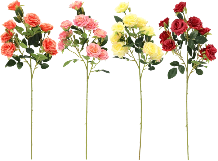 Branche artificielle – bouquet de 9 roses 65 cm, assortiment de couleurs