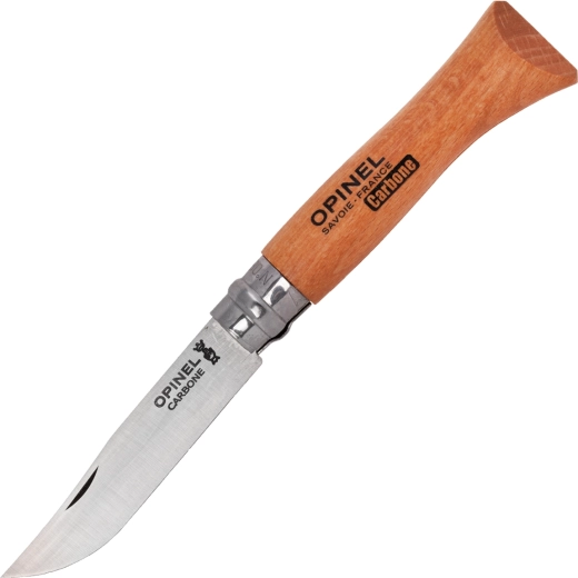Opinel n°6 Carbon, couteau de poche pliant 7 cm, bois de hêtre