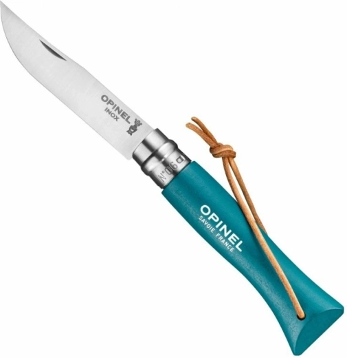 Opinel N°06 Trekking couteau de poche, turquoise, bois de hêtre, 7 cm