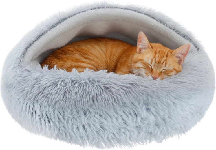 Coussin en peluche Purlov pour chat et petit chien avec abri 44 × 38 × 6 cm (S) - 1 pièce