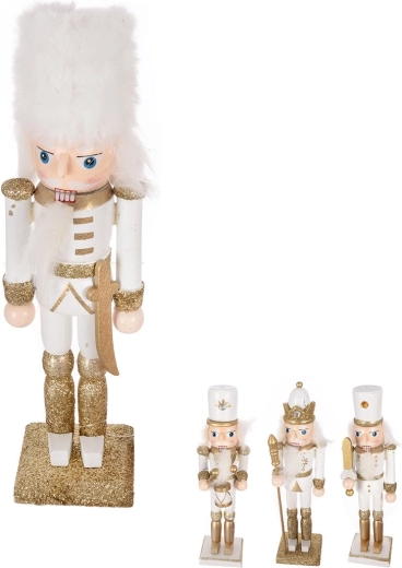 Casse-noisette en bois de pin blanc/doré 18 cm (4 variantes)