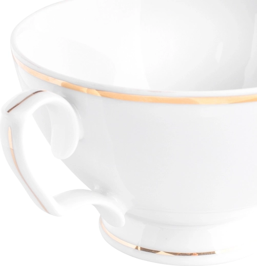 Élégant liseré doré et porcelaine blanc pur