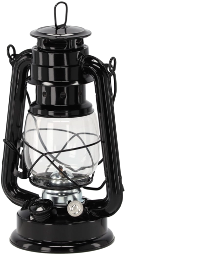 Lampe à pétrole vintage en métal 24 cm – noire