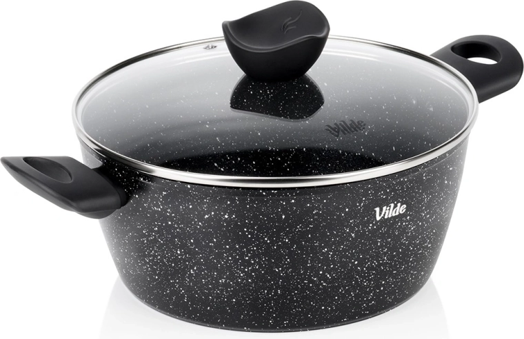 Casserole en granit avec couvercle en verre Vilde Granitica 24 cm, 3,6 l