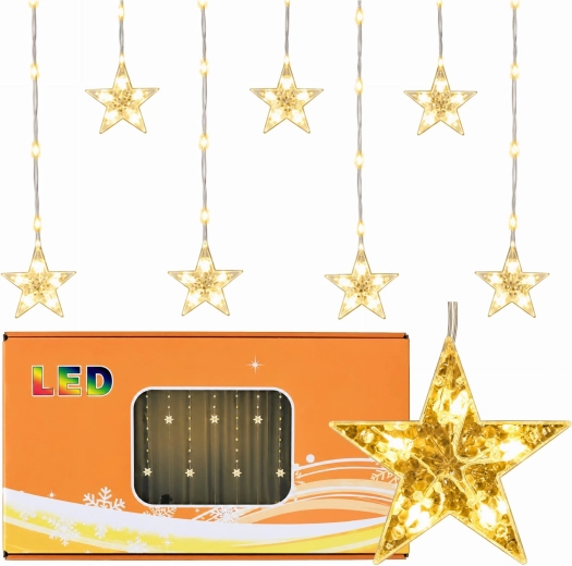Rideau lumineux de Noël avec étoiles, 2 m