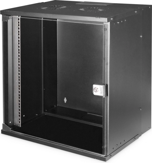Armoire rack murale Digitus 19" 12U SOHO PRO 595 × 540 × 400 mm, noire, porte vitrée
