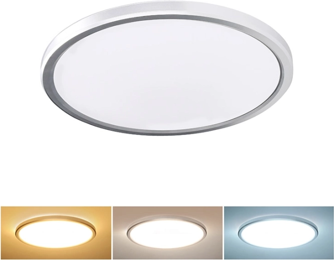 Luminaire LED de plafond Solight Acate IP54 24 W 2160 lm 3CCT 30 cm argenté