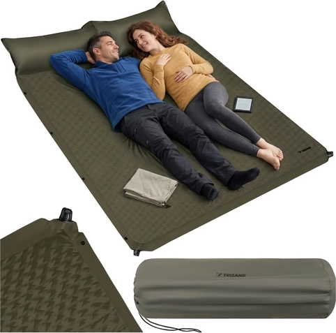 Matelas de camping autogonflant Trizand pour deux personnes 186 × 130 cm