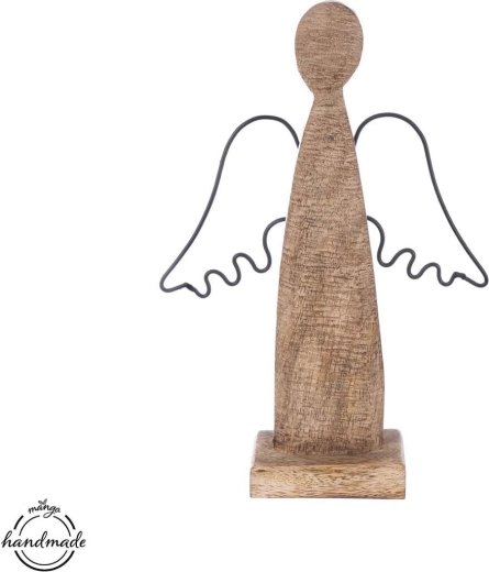 Ange en bois de manguier avec ailes en métal
